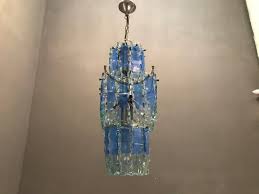 Mid Century Blue Glass Ceiling Lamp