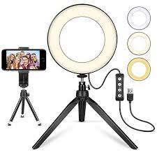 Amazon Com Led Ring Light 6 With Tripod Stand For Youtube Video And Makeup Mini Led Camera Light With Cell Phone In 2020 Led Ring Light Selfie Ring Light Led Ring