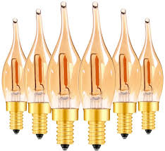Amazon Com Led Vintage Edison Bulb Candelabra E12 Base C22t Filament Flame Tip 7 Watt Equivalent Candle Bulbs Led Chandelier Light Bulbs Decorative Lighting 2200k Warm Amber Glass Cri 90 80lm Pack Of