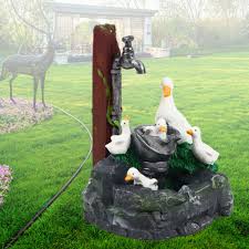 Resin Ducks Waterfall Fountain Home