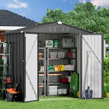 lofka 6ft x 4ft metal garden shed for outdoor storage green size one size