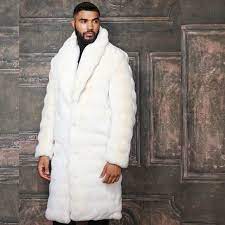 Men S Fashion Ivory Faux Fur Overcoat