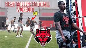 first college football workout at