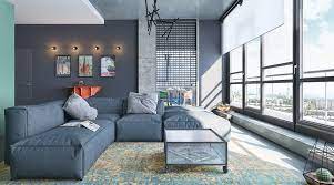 turquoise grey living room interior