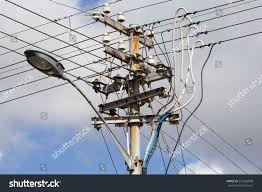 Utility Pole Metric Mesh Telephone Wires Stock Photo Edit