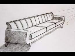 to draw a sofa in one point perspective