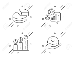 Cogwheel Pie Chart And Graph Chart Line Icons Set Safe Time