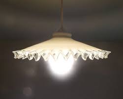 French White Glass Lampshade Frilly