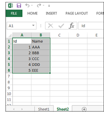 from excel to sql database table