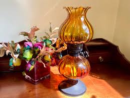Amber Glass Hurricane Lamp Shade