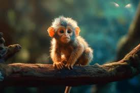 cute baby monkey on a tree branch