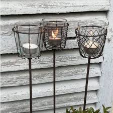 Garden Staked Tea Light Holder Wire Cage