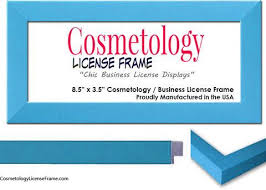 Embossed registered nurse certificate frame in devonshire. Simple Blue Wood Cosmetology License Frame 8 5 X 3 5 Cosmetologylicenseframe Com