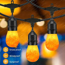 Cedar Hill 15 Light Outdoor Indoor 48 Ft Plug In Globe Bulb Flickering Flame String Light With Remote Decorative Lights