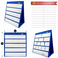 Tabletop Desktop Pocket Chart With Bonus 20x Dry Erase Cards Double Sided And X