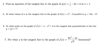 tangent line to the graph chegg
