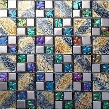 iridescent glass mosaic tile brick