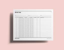shot list planner template free pdf