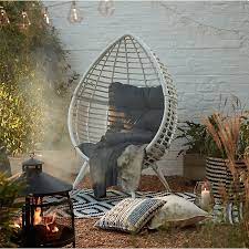 Rattan Pod Egg Chair White Homebase