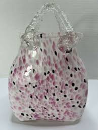 Pink Art Glass Purse Murano Style Vase