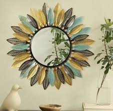 Metal Sunflower Design Wall Mirror For