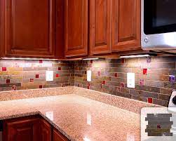 It is also an important decorative element that may add a kitchen class and style. Rusty Slate Subway Mosaic Red Glass Kitchen Backsplash Tile Traditional Kitchen Dc Metro By Backsplash Houzz
