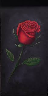 single red rose acrylic on canvas in