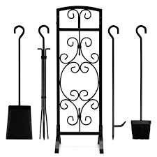 5 Piece Wrought Iron Fireplace Tools