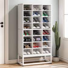white wood shoe cabinet cubby shoe rack