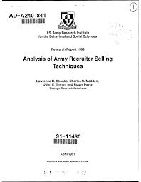 Pdf Analysis Of Army Recruiter Selling Techniques