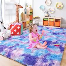 lochas fluffy rainbow area rugs for