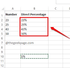 number to percene in excel