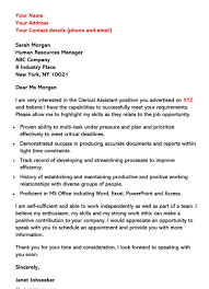 Sample Clerical Cover Letter And Examples Writing Tips