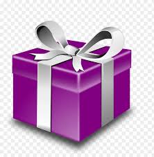 purple gift box with silver ribbon png