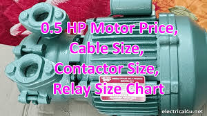 0 5 hp motor cable size chart