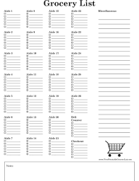 Blank Grocery Lists