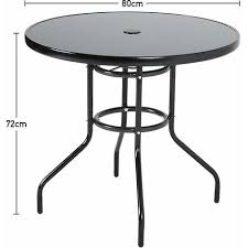 80cm garden glass top table with