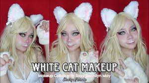 white cat makeup look collab with