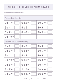 revise the 9 times table