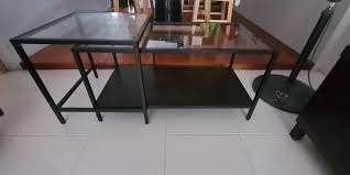 Tables Set Of 2 Black Glass