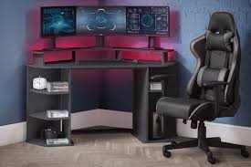 Orbit Grey Wooden Corner Gaming Desk