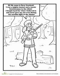 Color in this picture of davy crockett and share it with others today! Color Davy Crockett Worksheet Education Com