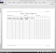 Contract Documents Log Template Con102 1