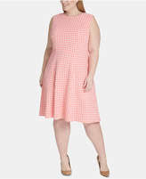 Plus Size Gingham Print Fit Flare Dress