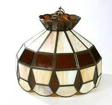vintage brown tan stained slag glass