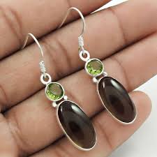 smoky quartz peridot gemstone sterling