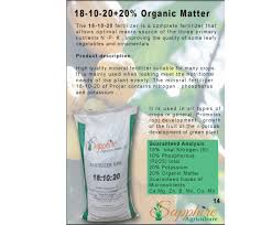 20 organic matter sapphire agriculture