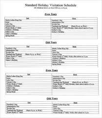 Visitation Schedule Template 13 Free Word Excel Pdf Format