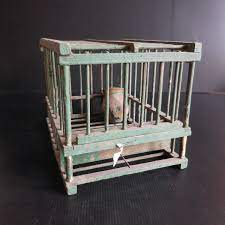 cage oiseau bois métal fait main