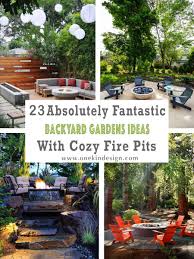 backyard gardens ideas with cozy fire pits
